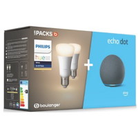 AMAZON Echo Dot 4 Noir Pack Hue E27 White x2